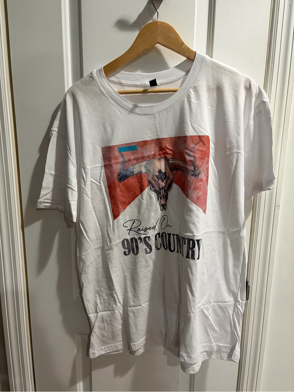 Raised On 90's Country White Graphic Tee